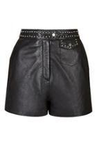 Topshop Pin-stud Leather Shorts