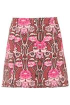 Topshop Rose Print Cord A-line Skirt