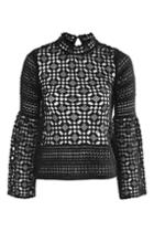 Topshop Lace Trumpet Sleeve Top