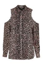 Topshop Cheetah Print Cold Shoulder Shirt