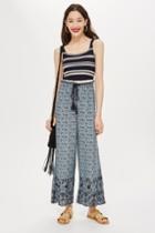 Topshop Ditsy Embroideredtie Waist Culottes