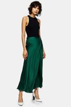 *green Silk Bias Skirt By Topshop Boutique