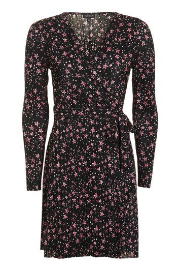 Topshop Petite Star Print Plisse Dress