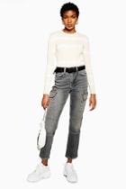 Topshop Grey Belted Utility Straight Jeans