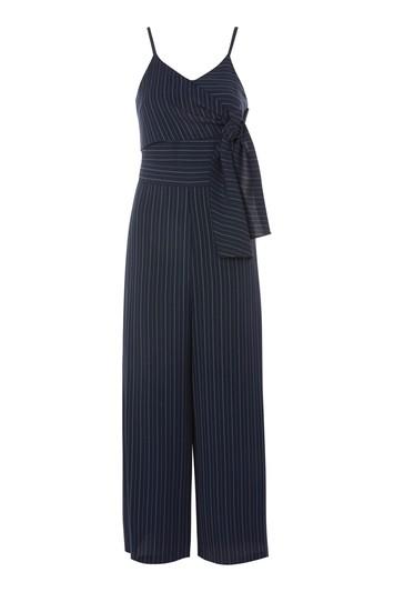 Topshop Pinstripe Tie Waist Jumpsuit