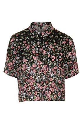 Topshop Short Sleeve Ditzy Crop Shirt