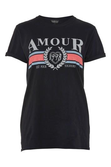 Topshop Petite 'amour' Graphic Logo T-shirt