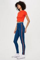 Topshop Petite Tinsel Side Stripe Joni Jeans