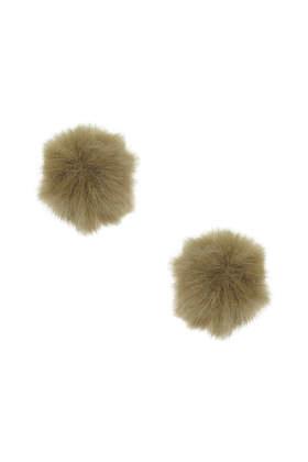 Topshop Khaki Pom Pom Stud Earrings