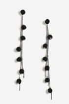 Topshop Black Pom Chain Drop Earrings
