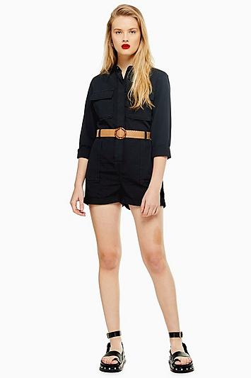 Topshop Black Belted Utility Romper