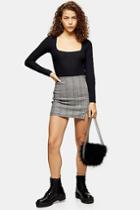 Topshop Petite Bengaline Check Mini Skirt