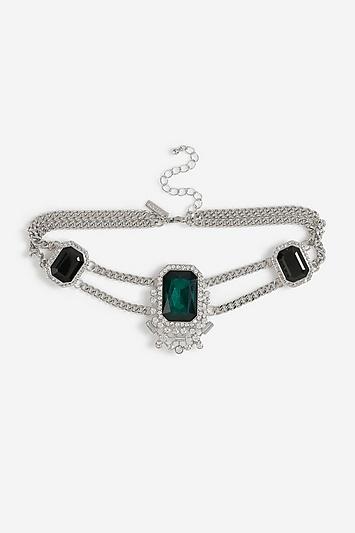 Topshop *emerald Stone Rectangle Choker