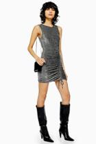 Topshop Metallic Thread Built Up Ruched Dress