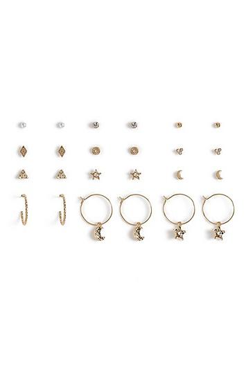 Topshop *pack Of 12 Star And Moon Earrings