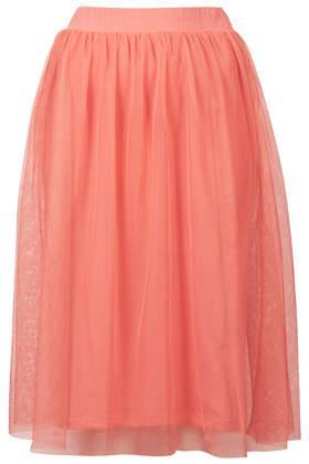Topshop Blush Midi Tulle Skirt