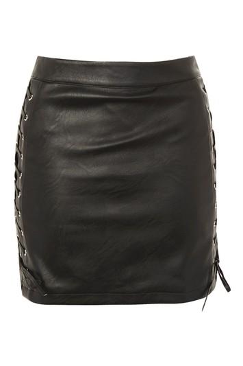 Topshop Lace Up Side Faux Leather Skirt
