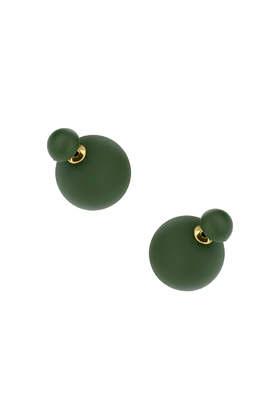 Topshop Khaki Rubber Front And Back Earrings