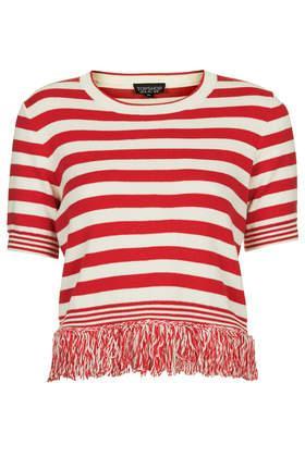 Topshop Stripe Tassel Top