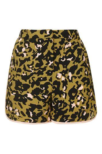Topshop Tall Animal Print Runner Shorts