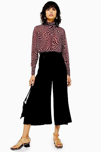 Topshop Pleat Crop Wide Pants