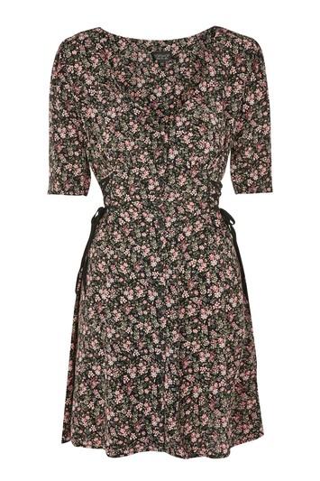 Topshop Floral Corset Side Tea Dress