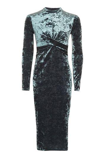 Topshop Crushed Velvet Twist Midi Dress
