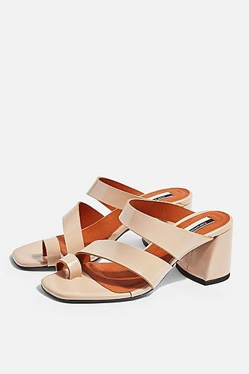 Topshop Reya Vegan Nude High Toe Loop Heels