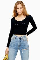 Topshop Long Sleeve 'lucky' Picot Top