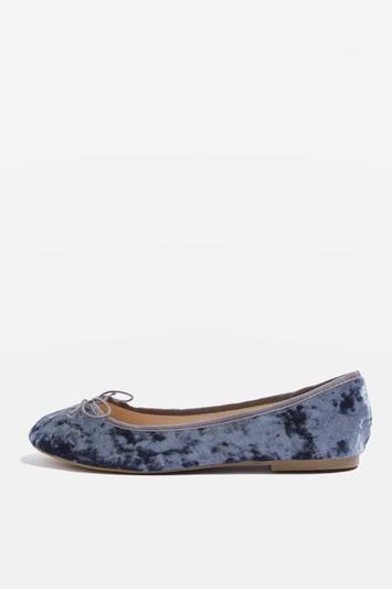 Topshop Vision Velvet Ballet Shoes