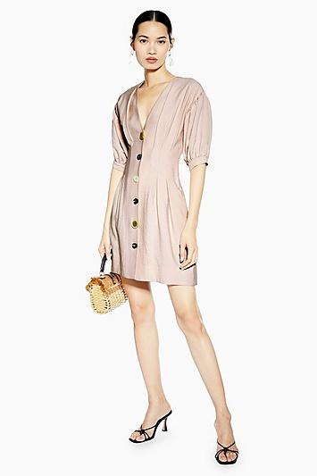 Topshop Mixed Button Mini Dress