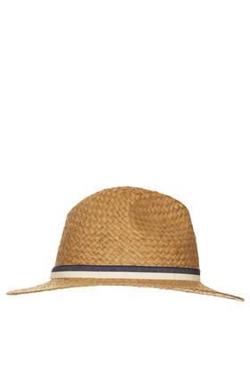 Topshop Straw Double Band Fedora Hat