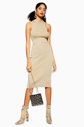 Topshop Ottoman Metallic Thread Skirt