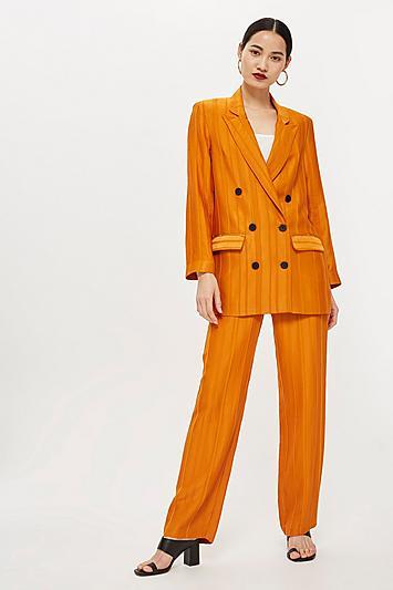 Topshop Orange Striped Jacket