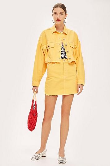 Topshop Yellow Denim Skirt