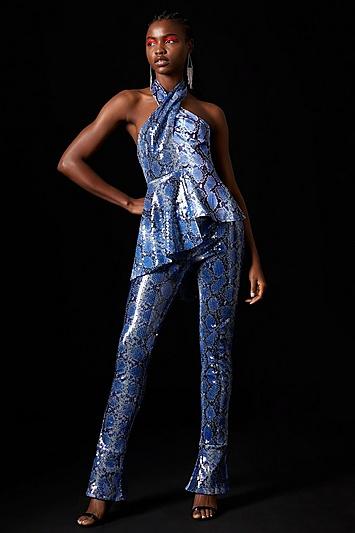Topshop *snake Sequin Trousers By Topshop X Halpern