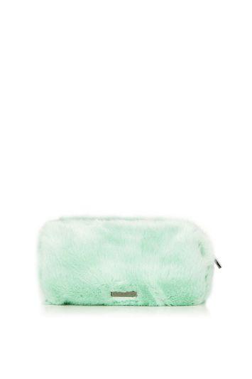 Topshop *mint Fur Make Up Bag By Skinny Dip