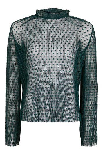 Topshop Petite Star Print Ruffle Plisse Blouse