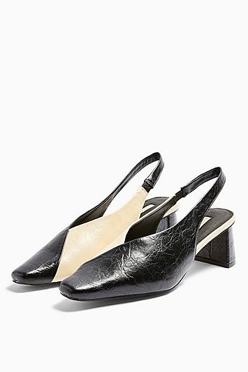 Topshop Jagger Black And White Sling Back Shoes