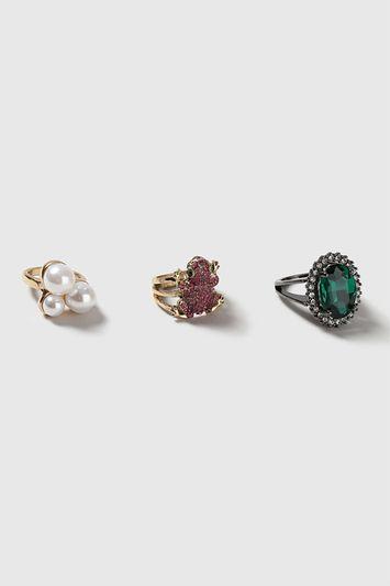 Topshop Frog And Pearl Ring Set
