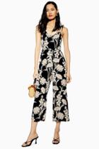 Topshop Tall London Contrast Stencil Floral Jumpsuit