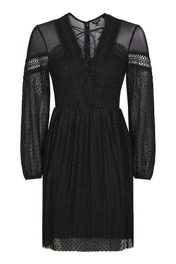 Topshop Spot Pleated Skater Dress