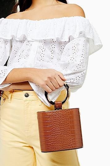 Topshop Gaze Tan Crocodile Grab Bag
