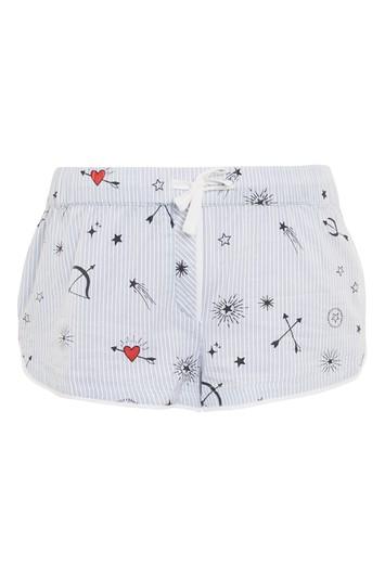 Topshop Heart Print Striped Pyjama Shorts