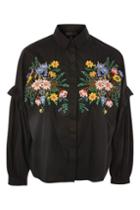 Topshop Forest Floral Embroidered Shirt