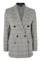 Topshop Checked Double Breasted Blazer
