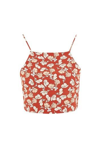Topshop *floral Print Tie Back Camisole Top By Glamorous