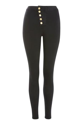 Topshop Moto Gold Angle Button Joni Jeans