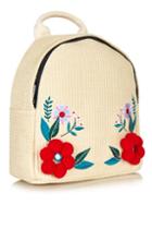 Topshop *charlie Raffia Embroidered Backpack By Skinnydip