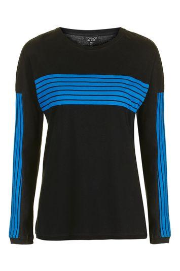 Topshop Stripe Insert Long Sleeve Top